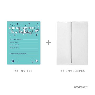 20 Space Galaxy Birthday Invitations Image 1