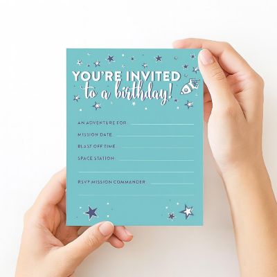 20 Space Galaxy Birthday Invitations Image 2