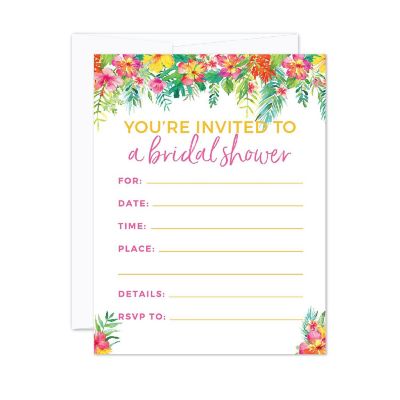 20 Tropical Bridal Shower Invitations Image 1