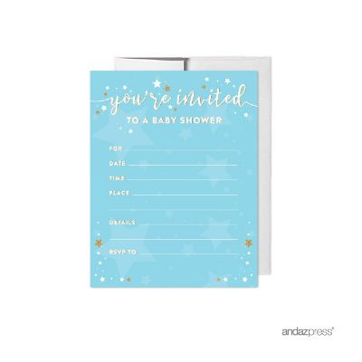 20 Twinkle Little Star Blue Invitations Image 1