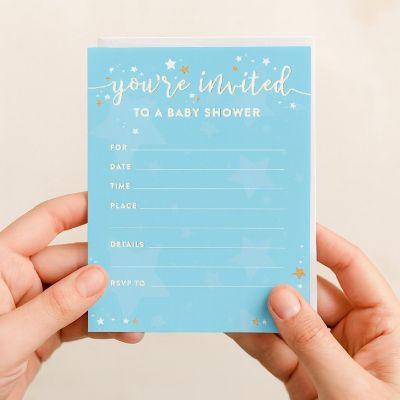20 Twinkle Little Star Blue Invitations Image 2