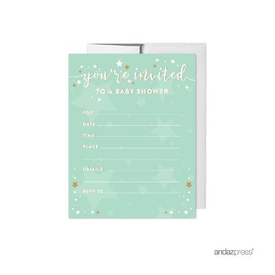 20 Twinkle Little Star Mint Invitations Image 1