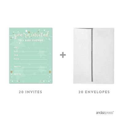 20 Twinkle Little Star Mint Invitations Image 1