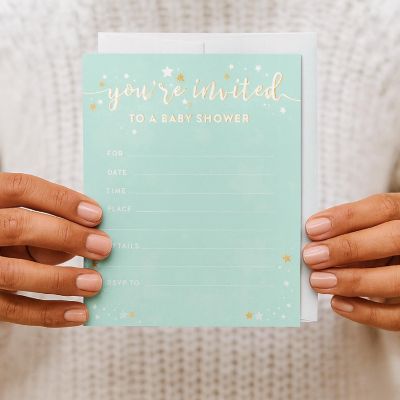 20 Twinkle Little Star Mint Invitations Image 2