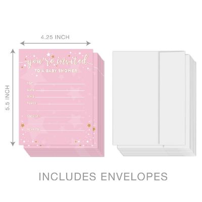 20 Twinkle Little Star Pink Invitations Image 2