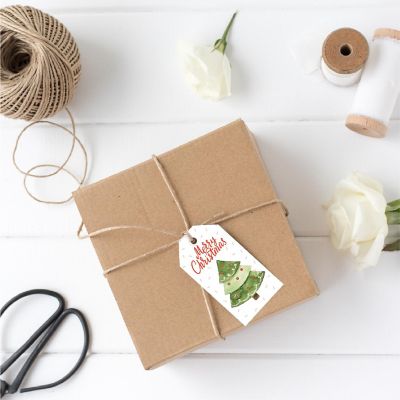 20 WATERCOLOR GREEN TREE CONFETTI TAGS Image 1