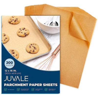 200 Pack Unbleached Parchment Paper Sheets for Baking, Brown, 12" x 16" Image 1