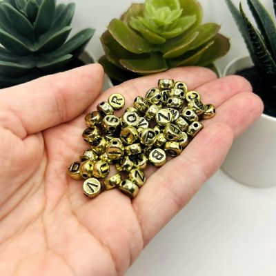 200 Pcs Gold Letter Beads Image 1