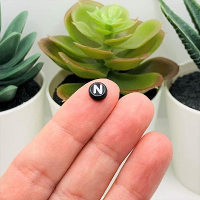 200 Pieces Black Alphabet Letter Beads Image 1
