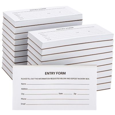 2000 Raffle Ticket Sheets, Blank Entry Forms for Contests, School Events, White, 20 Pads Image 1