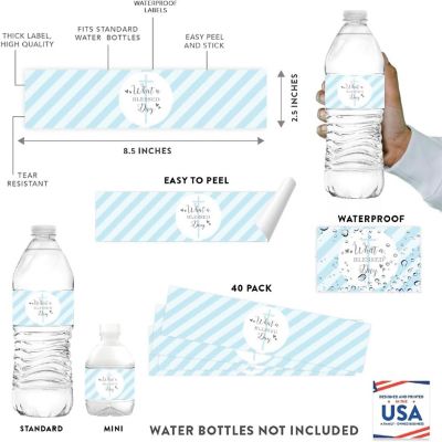 20Pc Blue/Gray Baptism Water-Bottle Image 1