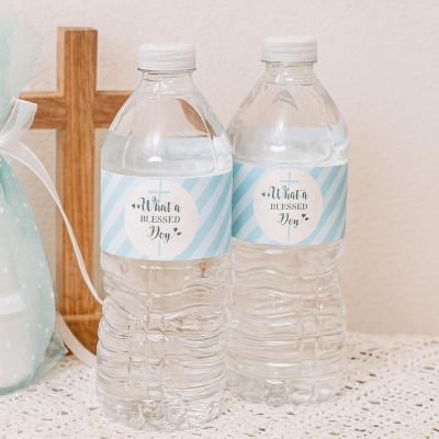 20Pc Blue/Gray Baptism Water-Bottle Image 2