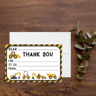 20Pc Thank You Cards Construction Trucks Image 1