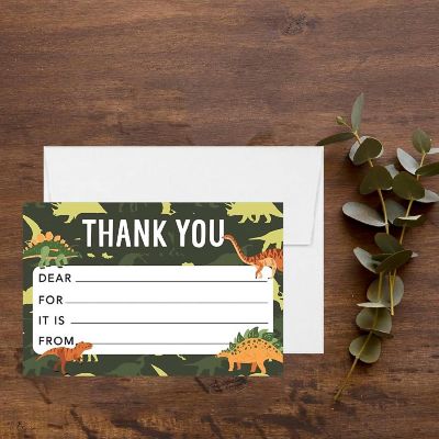 20Pcs Thank You Cards Camo Dinosaurs Image 1