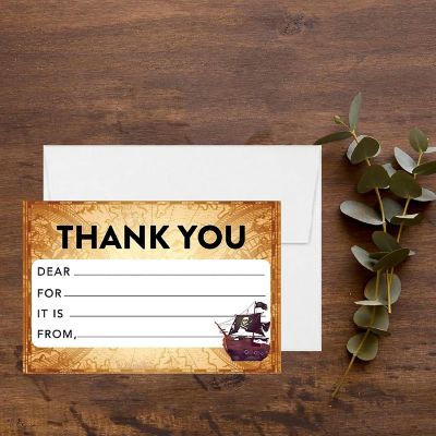 20Pcs Thank You Cards Pirate Theme Image 1