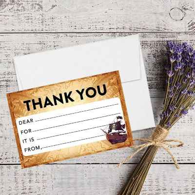 20Pcs Thank You Cards Pirate Theme Image 1