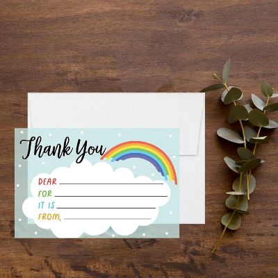 20Pcs Thank You Cards Rainbows/Clouds Image 1