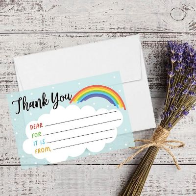 20Pcs Thank You Cards Rainbows/Clouds Image 1