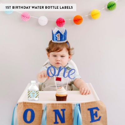20PK Light Blue Gold Glitter Water Label Image 2