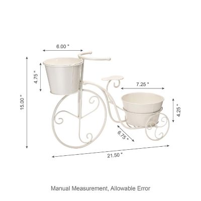 21.5"L Metal White Bicycle Planter Stand (KD) Image 1