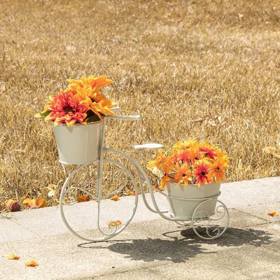 21.5"L Metal White Bicycle Planter Stand (KD) Image 1