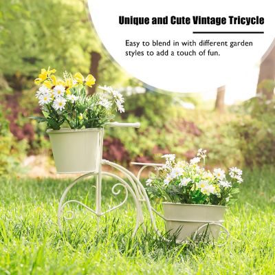 21.5"L Metal White Bicycle Planter Stand (KD) Image 2