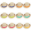 21" Adults Classic Straw Fedoras with Solid Color Bands - 12 Pc. Image 1