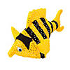 21" circ. Black &amp; Yellow Striped Fish-Shaped Glitter Polyester Hat Image 1