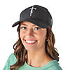 21" circ. Religious Black &amp; White Cross Polyester Baseball Cap Image 1