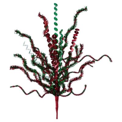 21" Sequin Tinsel Bush: Red/Green Image 1