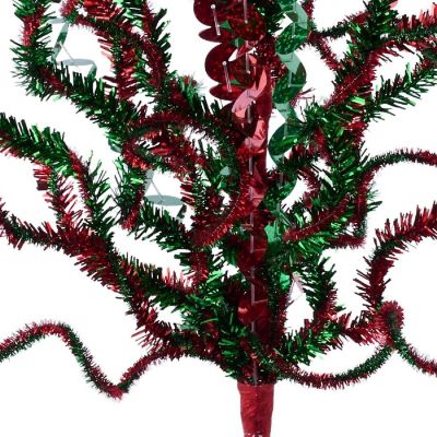 21" Sequin Tinsel Bush: Red/Green Image 1