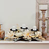 21" White Dahlia and Pumpkin Fall Candle Holder Centerpiece Image 2