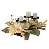21" White Dahlia and Pumpkin Fall Candle Holder Centerpiece Image 3