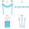 213 Pc. Blue Heart Baby Shower Tableware Kit for 24 Guests Image 2