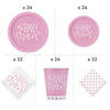 213 Pc. Pink Heart Baby Shower Tableware Kit for 24 Guests Image 1