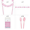 213 Pc. Pink Heart Baby Shower Tableware Kit for 24 Guests Image 2