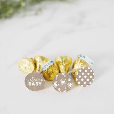 216 Burlap Welcome Baby Chocolate Labels Image 1