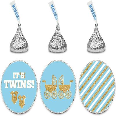 216 Chocolate Drop Label Baby Blue Twins Image 1
