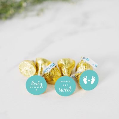 216 D. Blue Baby Shower Chocolate Labels Image 1