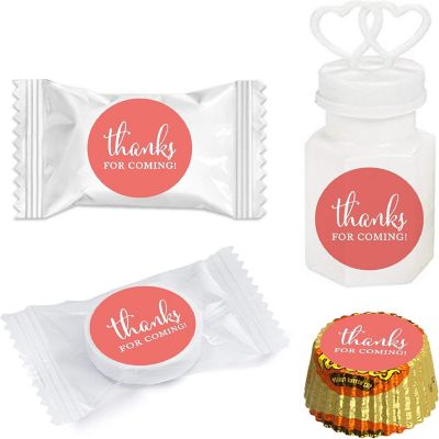 216 Deep Coral Thanks Chocolate Label Image 1