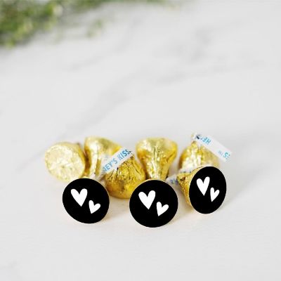 216 Double Hearts Black Chocolate Labels Image 1