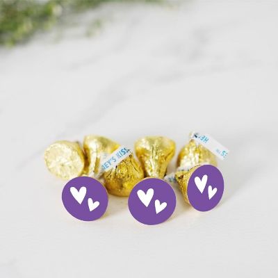 216 Double Hearts Purple Chocolate Label Image 1