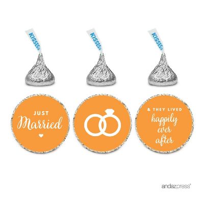 216 Just Married Orange Chocolate Labels Image 1