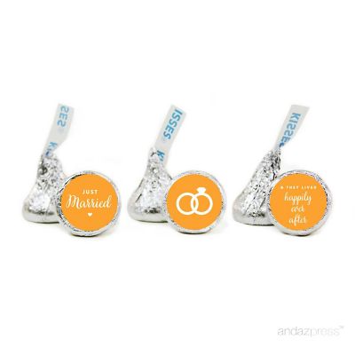 216 Just Married Orange Chocolate Labels Image 1