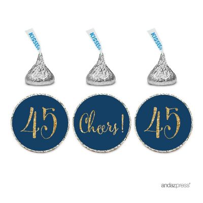 216 Navy Blue Cheers 45 Chocolate Labels Image 1
