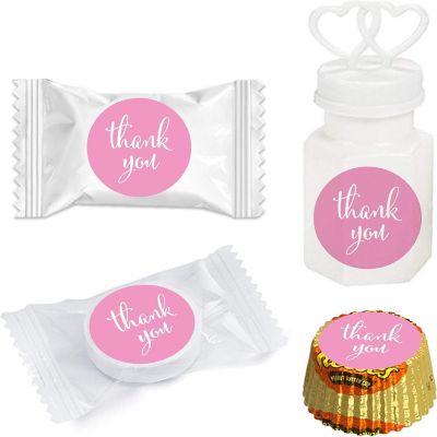 216 Pink Thank You Chocolate Drop Labels Image 1