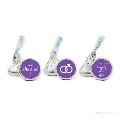 216 Purple Just Married Chocolate Labels Image 1