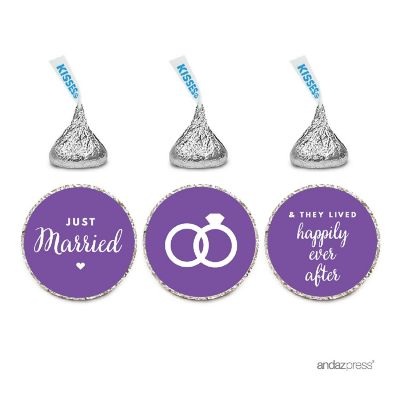216 Purple Just Married Chocolate Labels Image 2