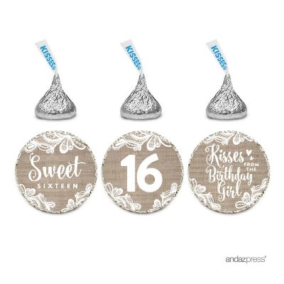 216 Sweet 16 Burlap Lace Chocolate Label Image 1