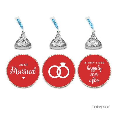 216K Just Married Red Chocolate Labels Image 1